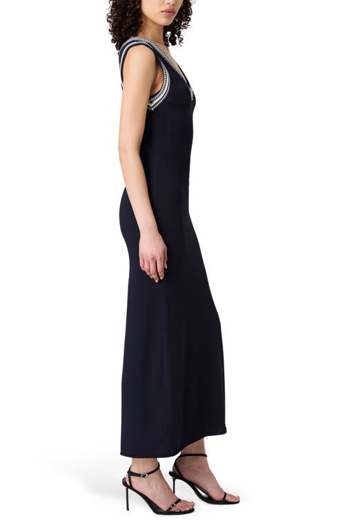 French Connection Sage Sleeveless Maxi Sweater Dress In Navy-summer White