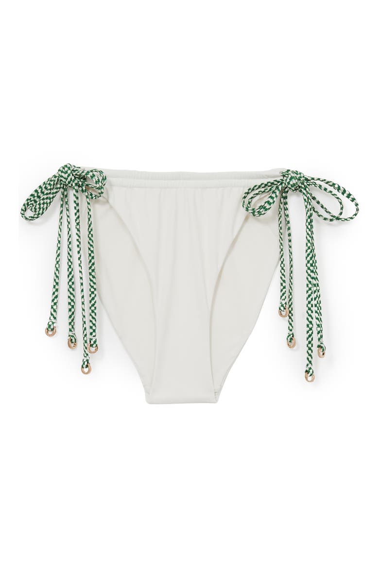 Rue Ruched Bikini Bottoms, Alternate, color, WHITE/ GREEN