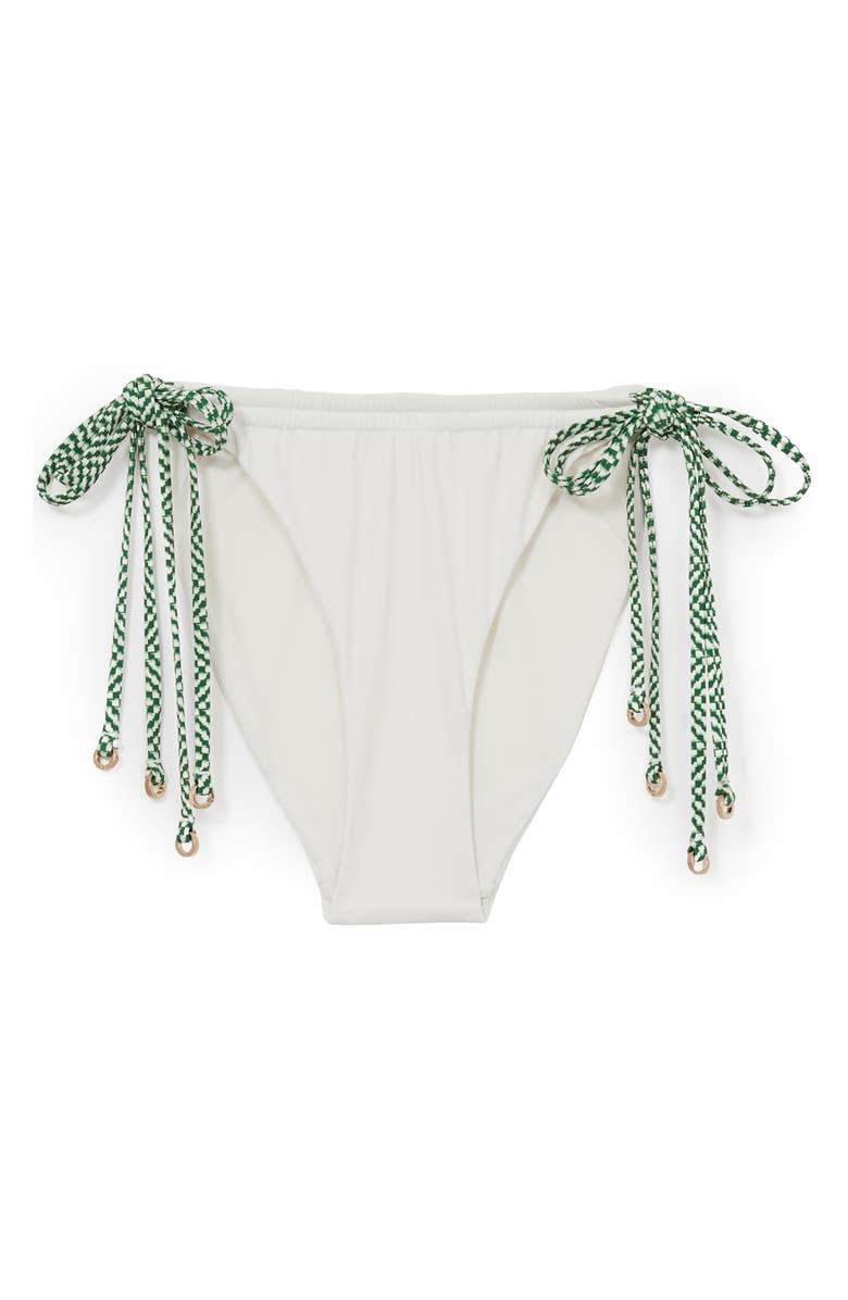 Reiss Rue Ruched Bikini Bottoms, Alternate, color, White/ Green