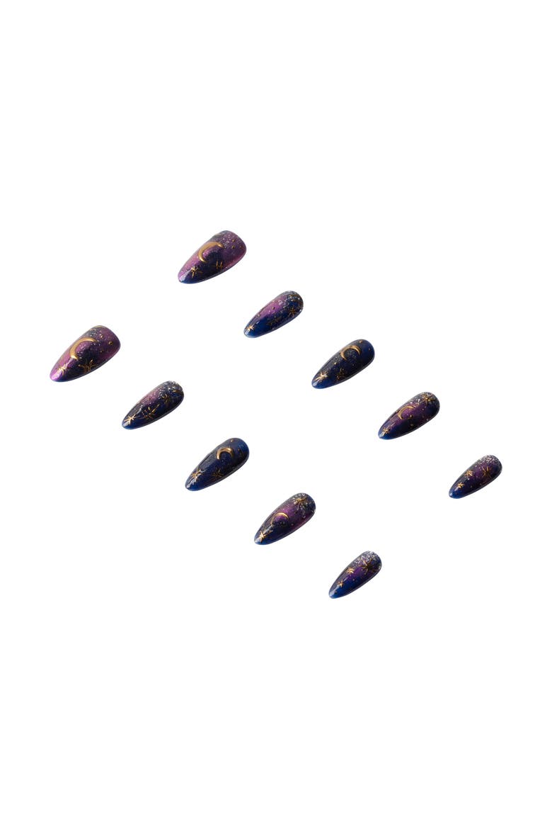 Moonlit Magic Luxury Handmade Press On Nails, Alternate, color, Purple