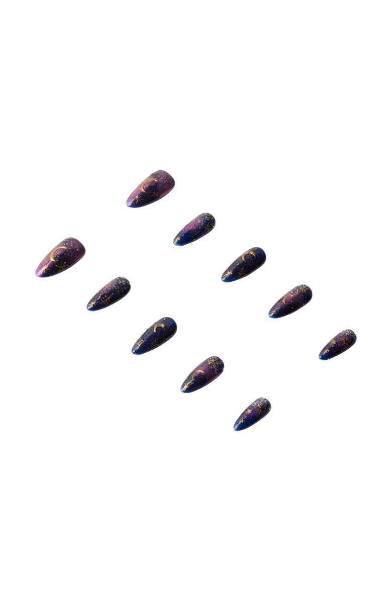 3H Nails Moonlit Magic Luxury Handmade Press On Nails, Alternate, color, Purple, Navy
