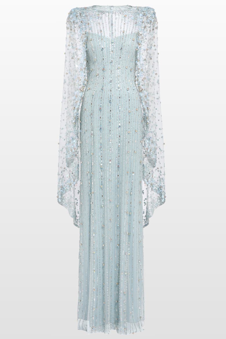 Blaize Embellished Cape Maxi Dress, Alternate, color, Porcelain