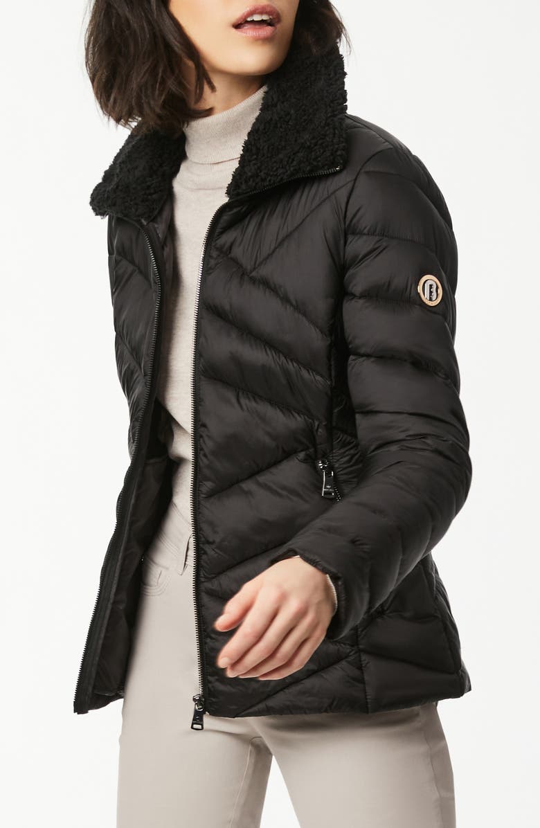 Bernardo Fleece Trim Quilted Puffer Coat, Alternate, color,