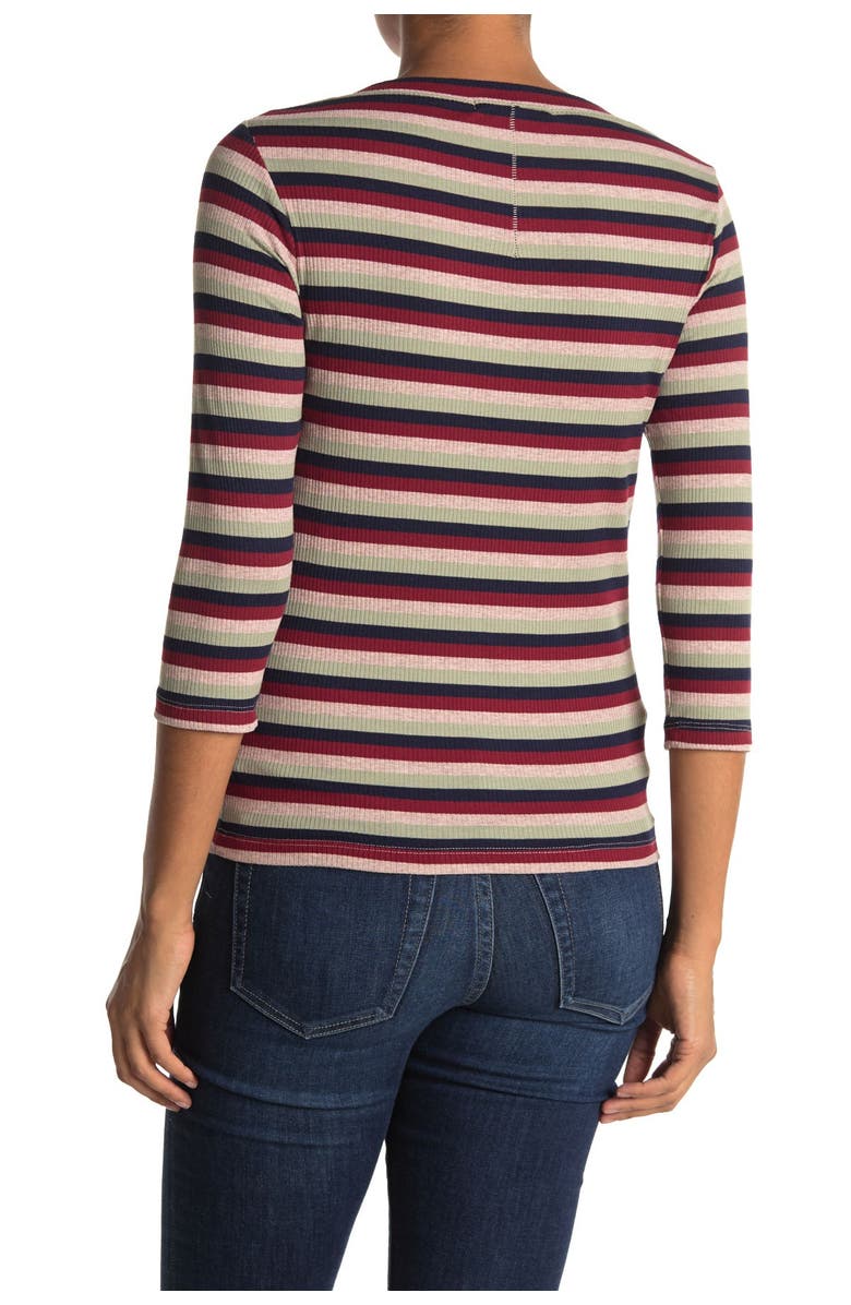 Stateside Striped 3/4 Sleeve Boatneck Top, Alternate, color,