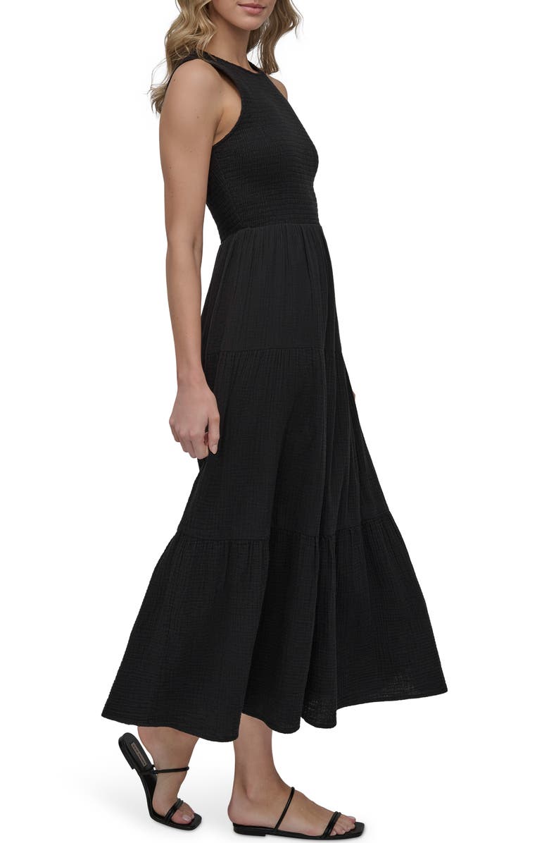 DKNY Jeans Smocked Sundress, Alternate, color, Black