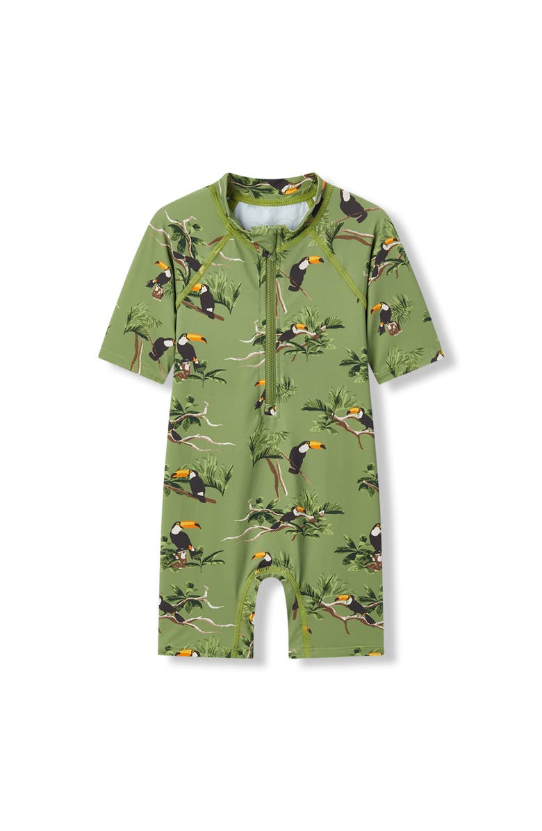 Milkbarn Zipper Shortall Swimsuit, Main, color, Toucan
