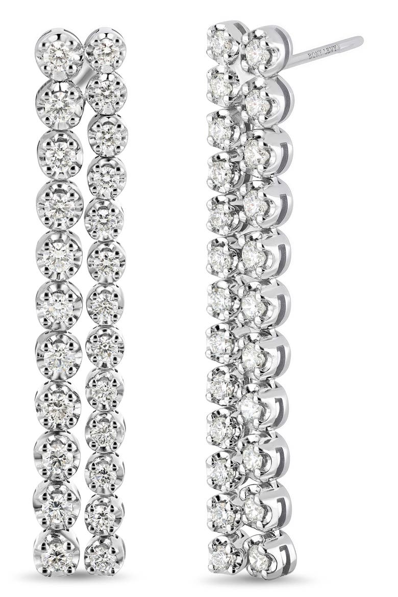 18K Gold Audrey Diamond Double Drop Earrings (Online Trunk Show), Main, color, 18K WHITE GOLD