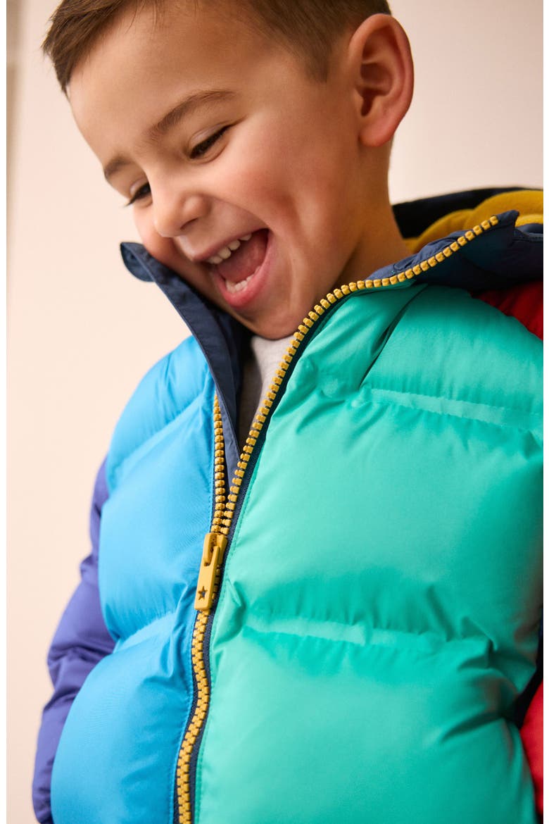 Kids' Colorblock Hooded Puffer Jacket, Alternate, color, MULTI