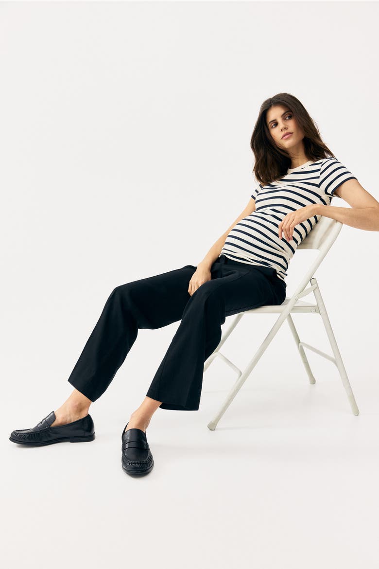 Mama Linen-blend Dress Pants, Alternate, color, Black