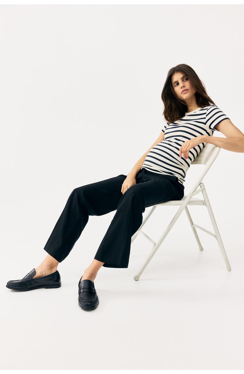 H&M Mama Linen-blend Tailored Trousers, Alternate, color, Black