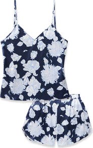 Petite Plume Floral Print Mulberry Silk Short Pajamas