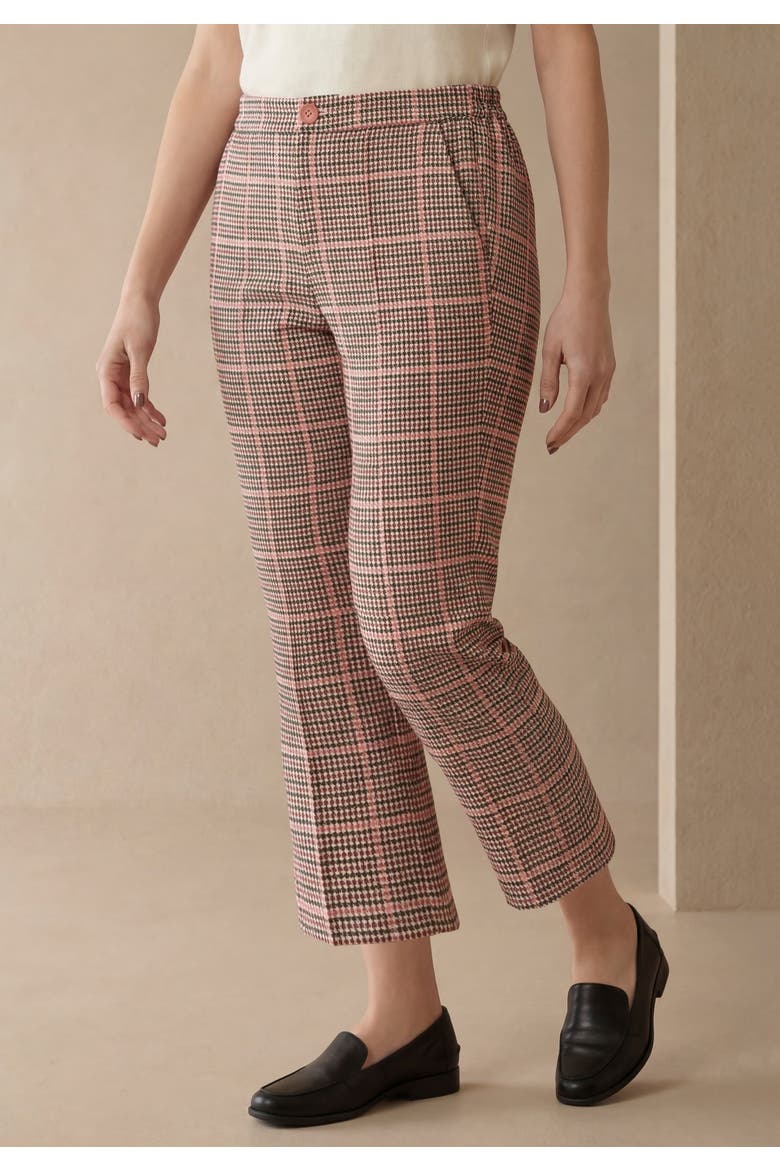 Bi Stretch Kick Flare Pant, Alternate, color, ROSE CHECK HOUNDSTOOTH