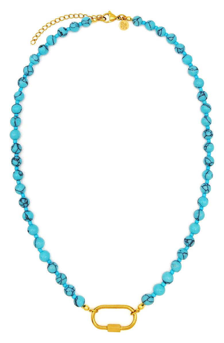 Petit Moments Beaded Carabiner Necklace, Main, color, Turquoise/ Gold