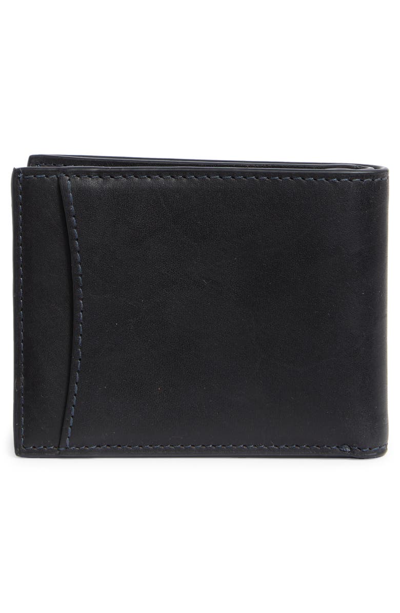 Johnston & Murphy Waxy Leather Bifold, Alternate, color, Navy