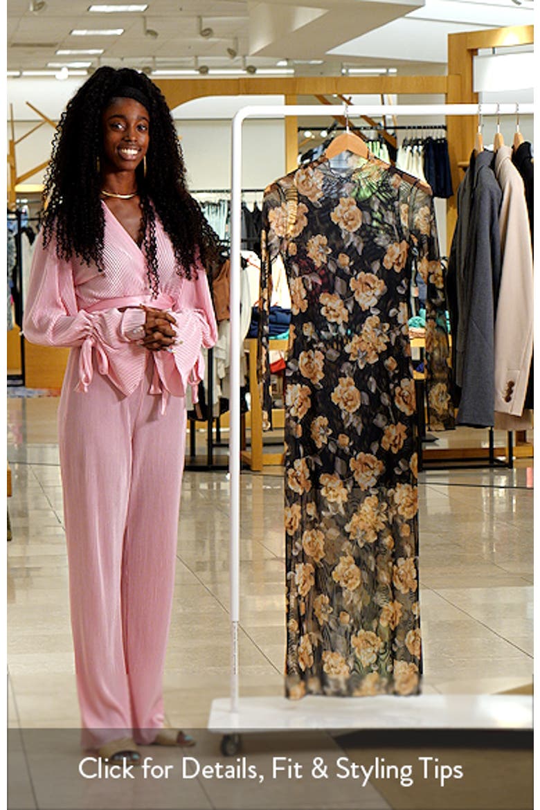 The Sheer Fantasy Floral Long Sleeve Mesh Maxi Dress video