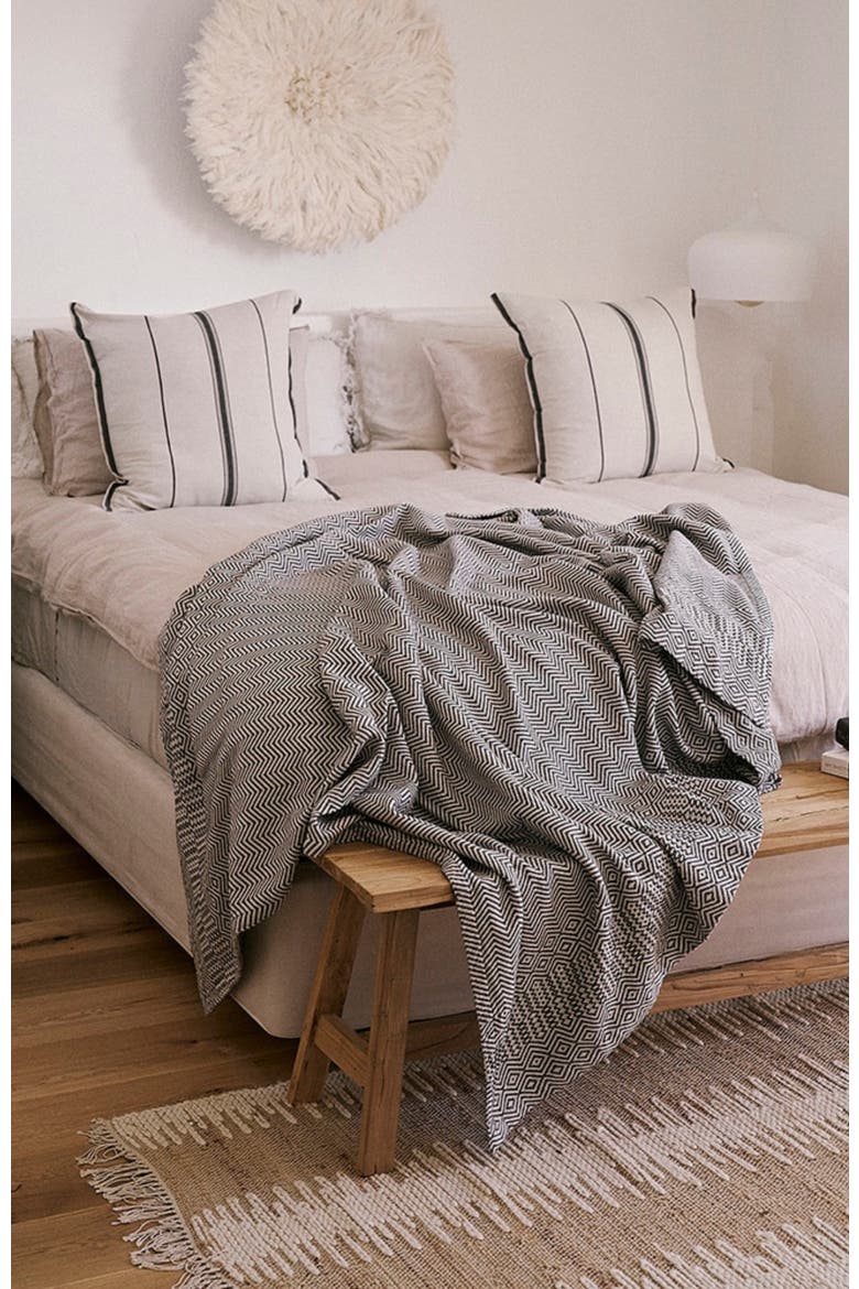 Bakuba Throw, Alternate, color, Charcoal