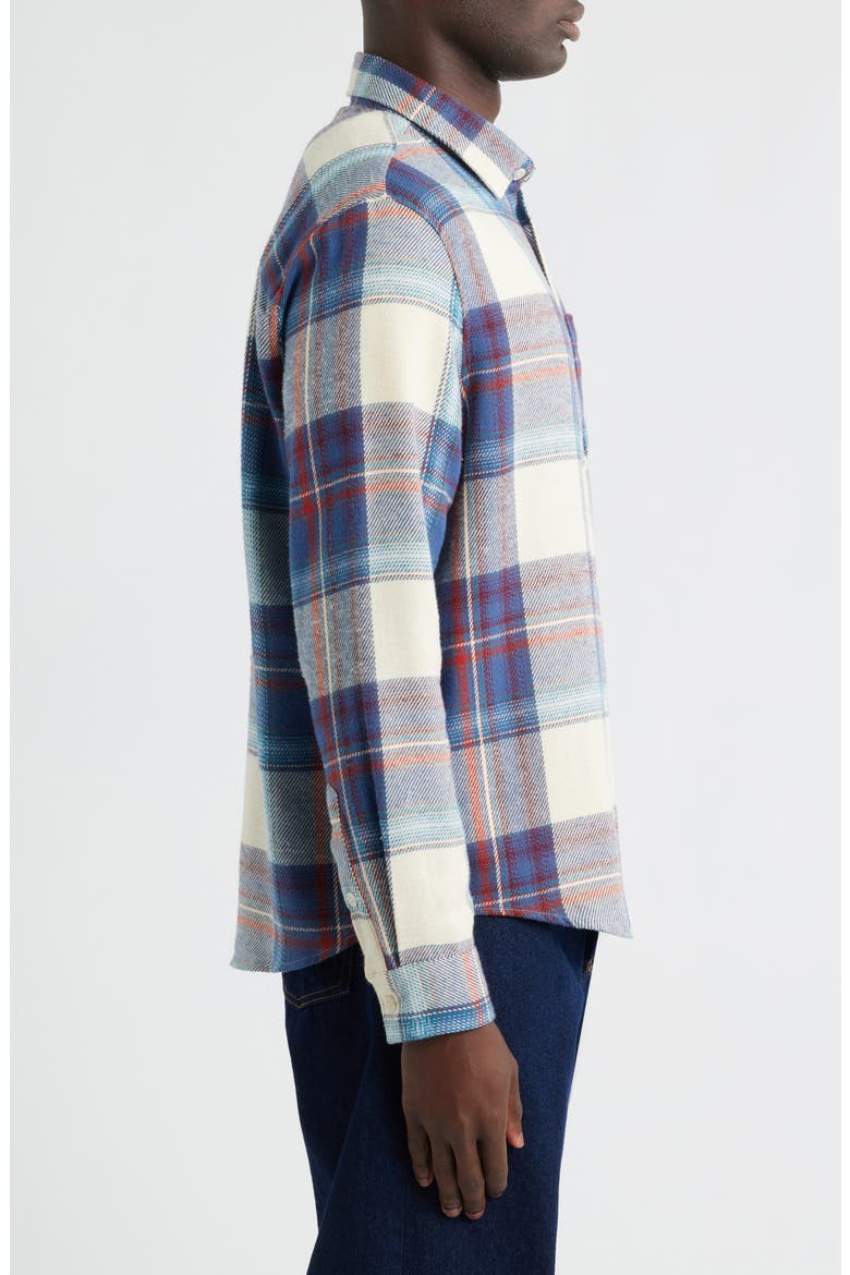 Shelly Plaid Cotton Flannel Button-Up Shirt, Alternate, color, BLUE / MULTI