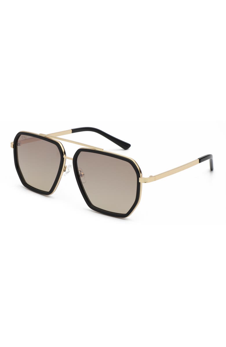 12PM STUDIOS Lagos Metal Sunglasses, Alternate, color, Black/Brown
