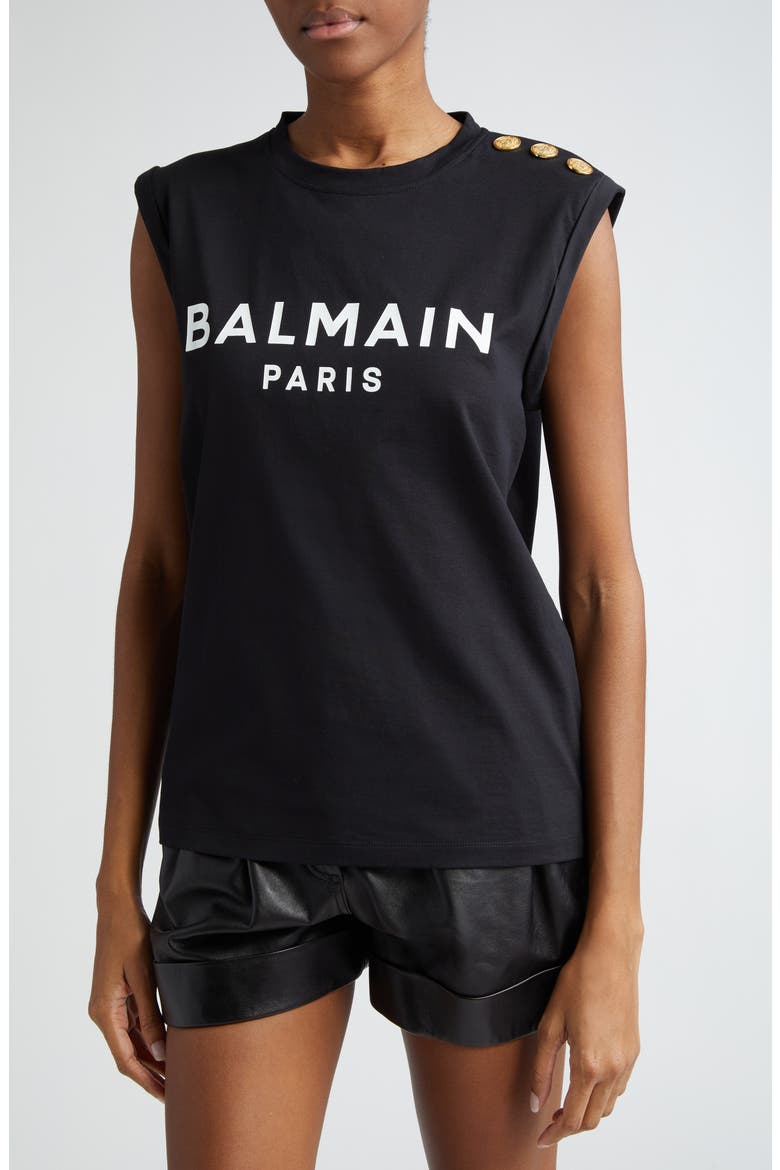 Cotton Logo Graphic Tank, Alternate, color, BLACK/ WHITE