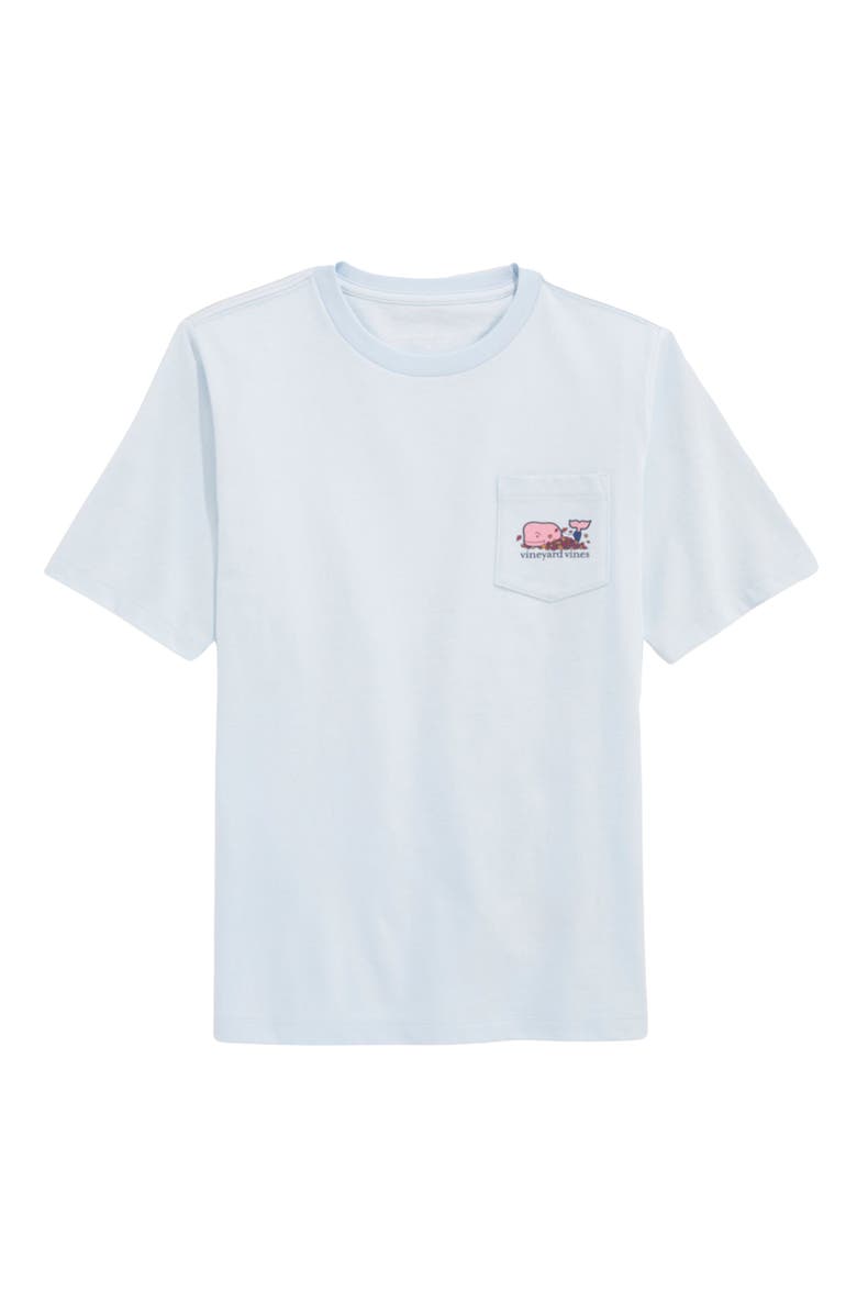 vineyard vines Kids' Leaf Pile Whale Pocket Graphic T-Shirt, Main, color, Ice Water