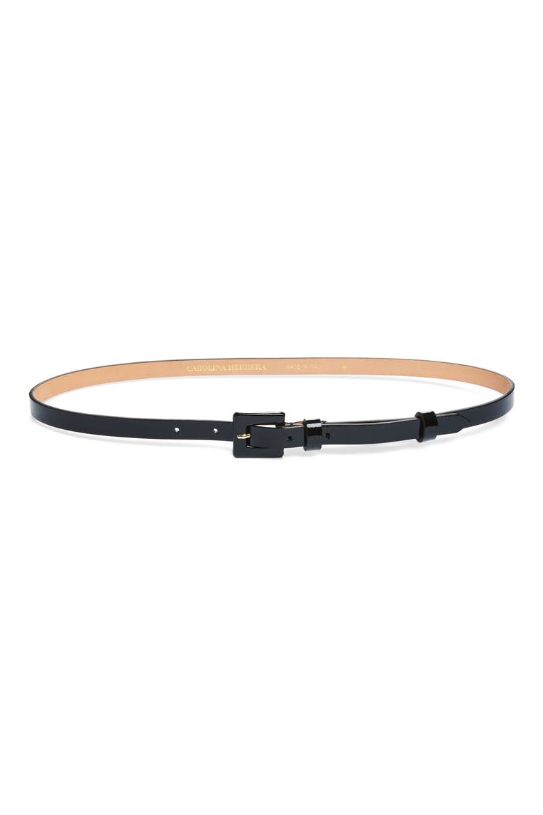 Skinny Patent Leather Belt, Main, color, BLACK