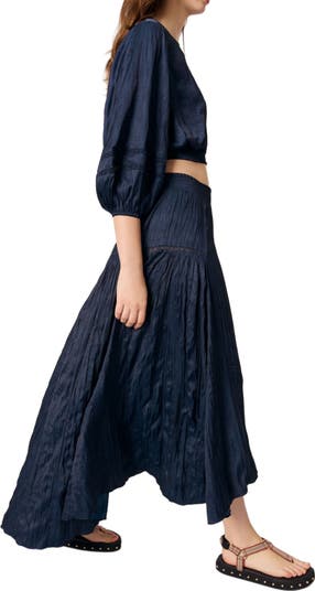 Satin-effect maxi skirt