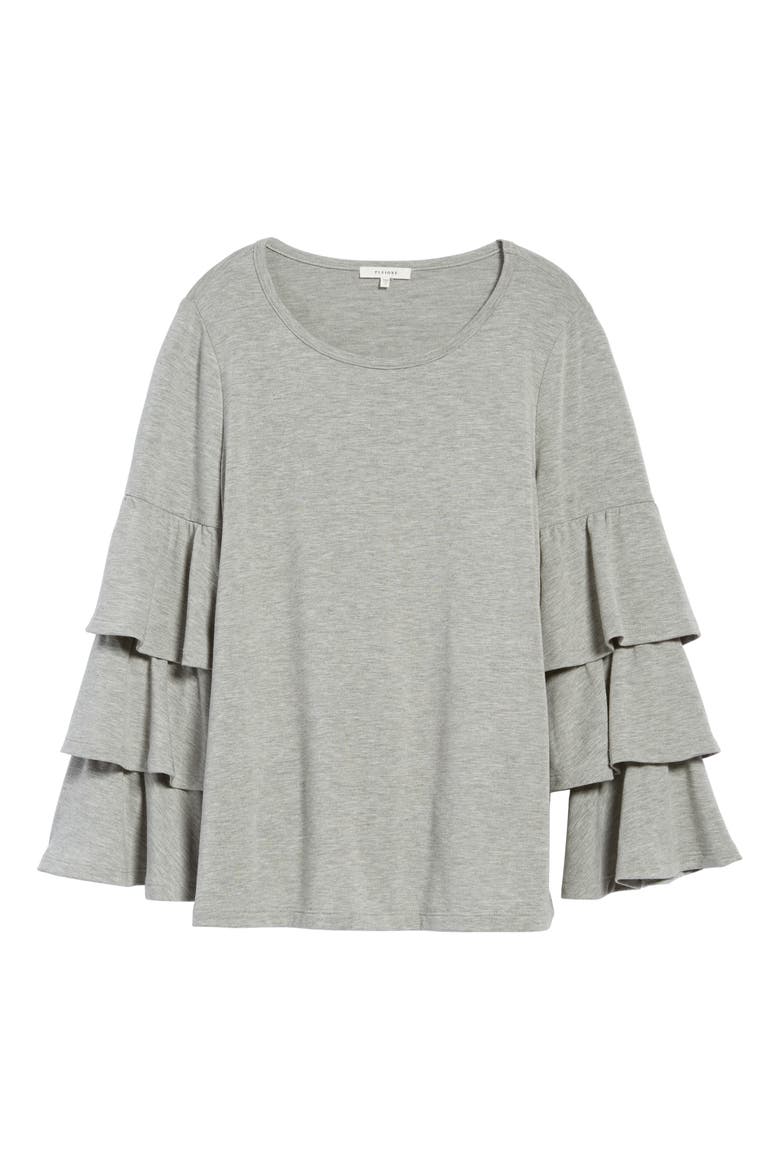 Tiered Bell Sleeve Knit Top, Alternate, color, GREY