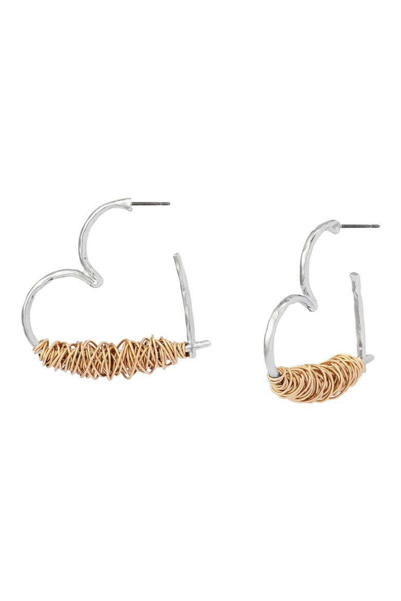 Wire Heart Earrings, Main, color, TWO TONE