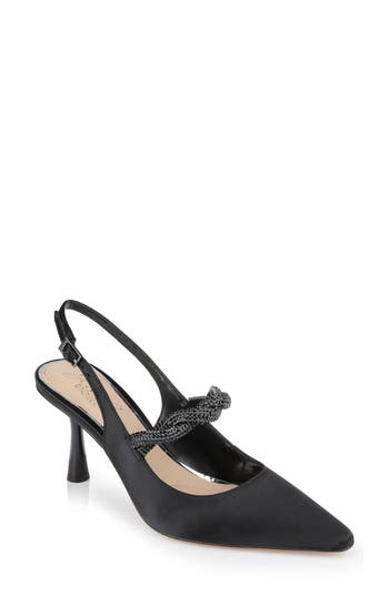 Jewel Badgley Mischka Women's Tierney Slingback Pumps In Black Satin