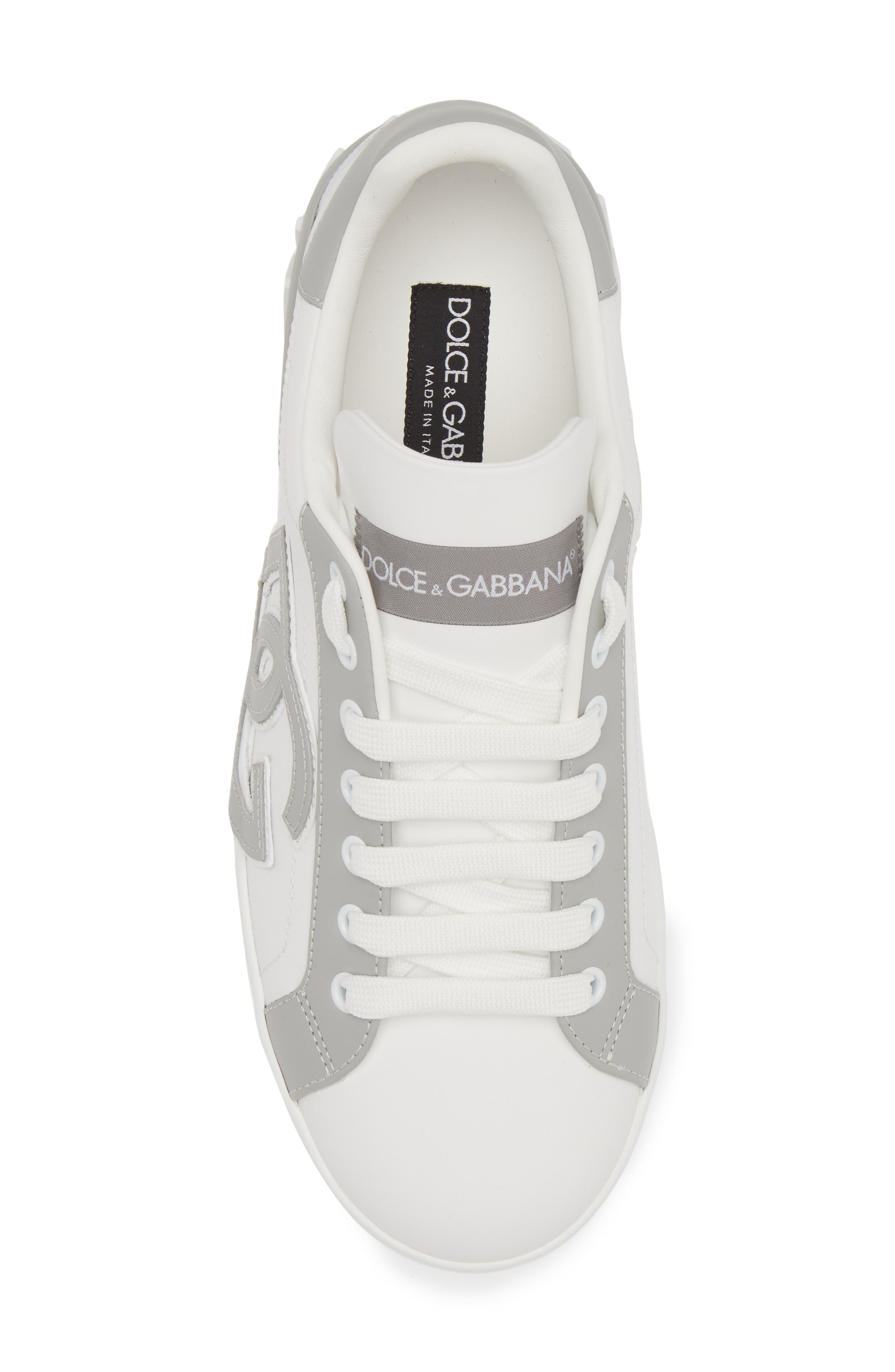 Dolce&Gabbana Portofino Calfskin Sneaker, Alternate, color, Bianco/ Bianco