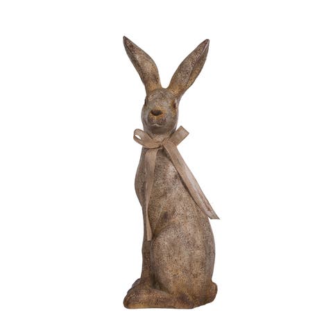 24 Inch MGO Sitting Garden Bunny Resin Multicolored for Spring Home Decor