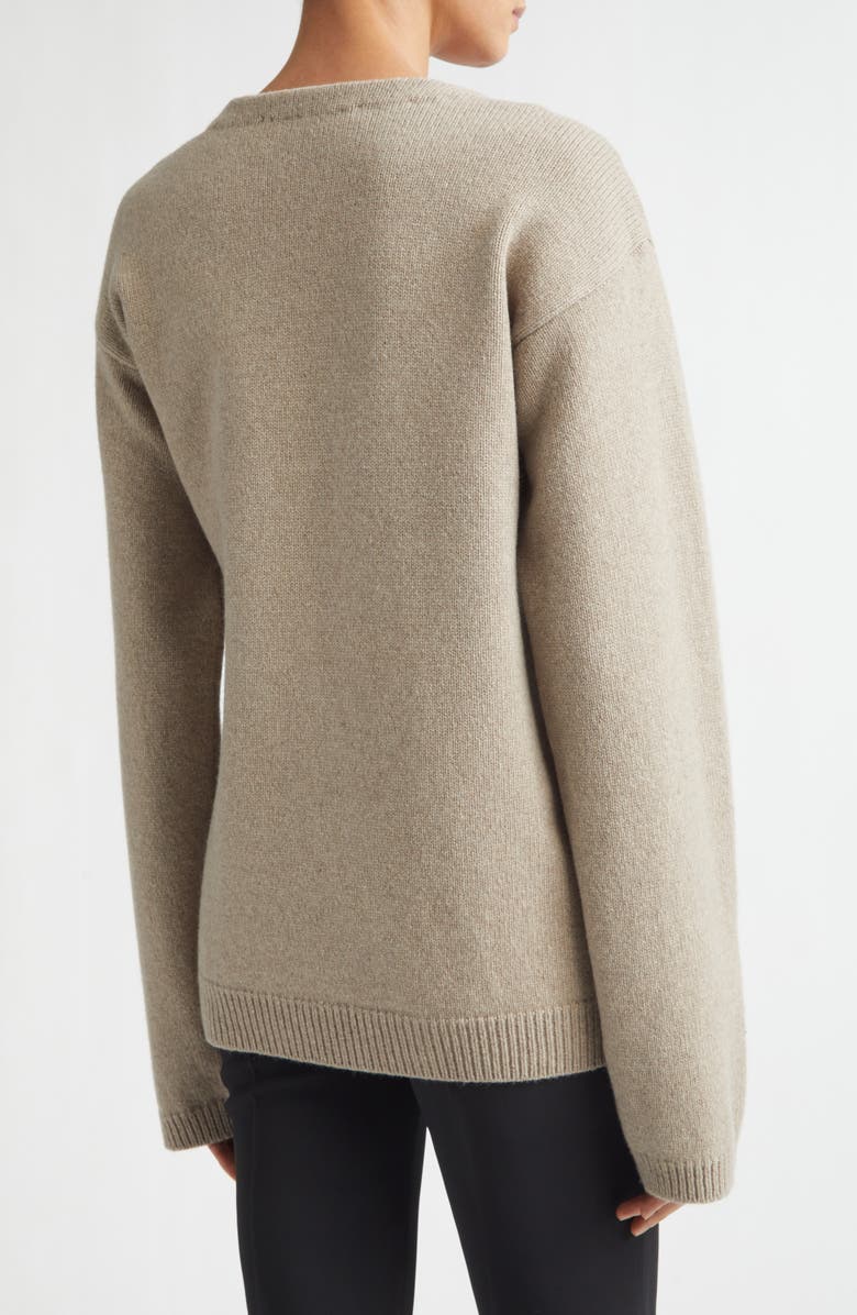 Róhe Safety Pin Off the Shoulder Wool & Cashmere Wrap Cardigan, Alternate, color, Light Taupe