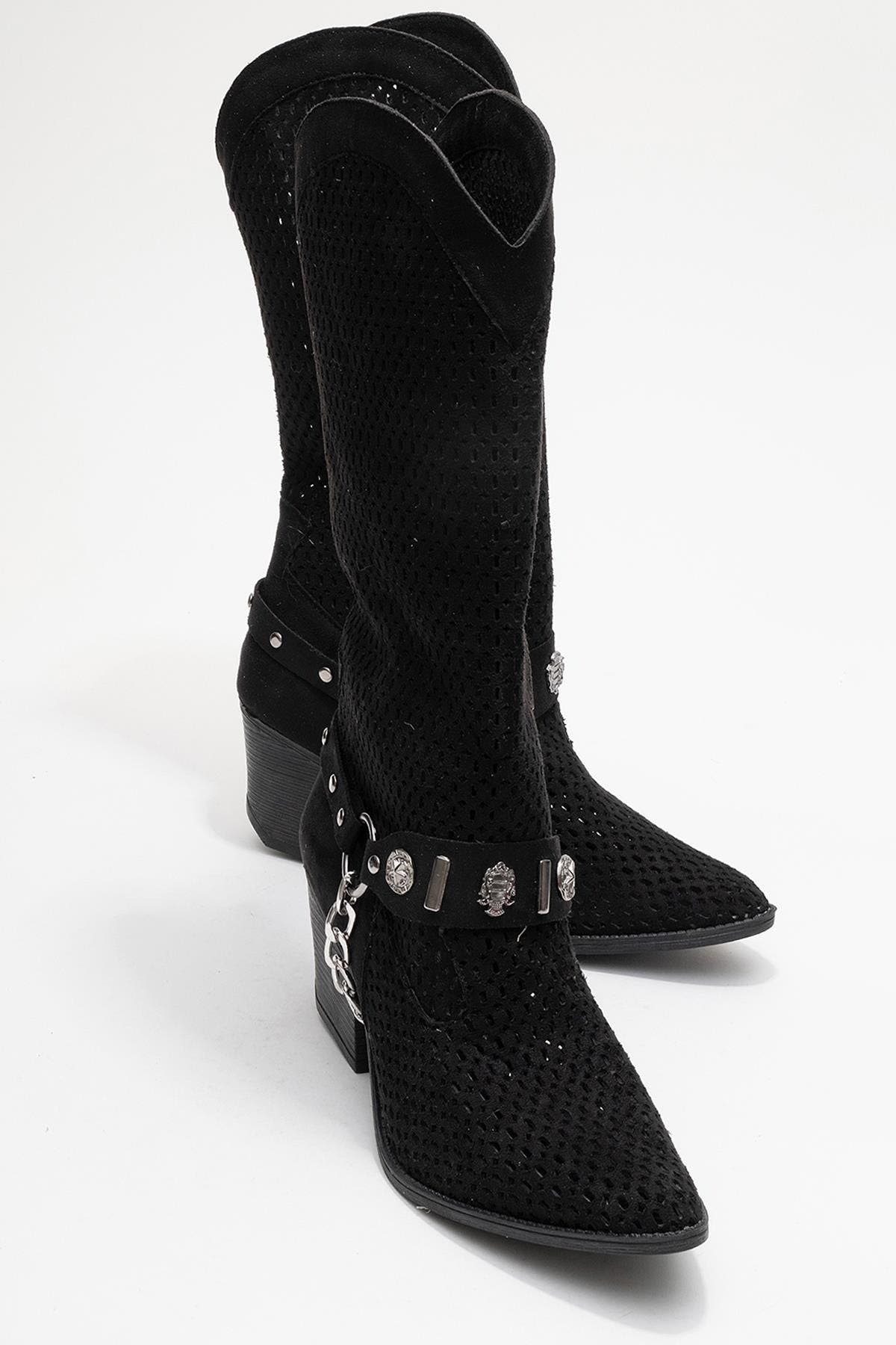 Lumen Block Heel Summer Boot, Main, color, Black Faux Leather