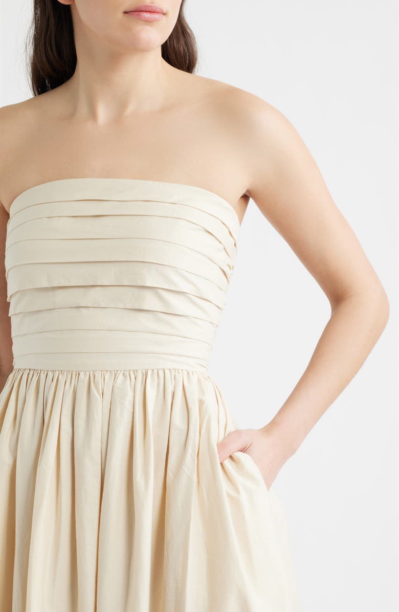 CeCe Embroidered Pintuck Strapless Maxi Dress, Alternate, color, 