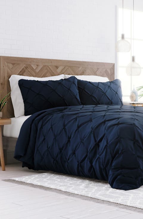 HOME SPUN Premium Ultra Soft 3-Piece Pinch Pleat Duvet Cover Set