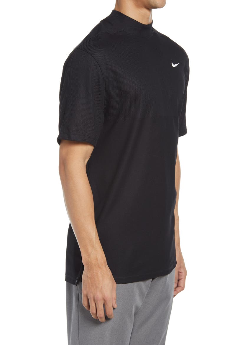 Nike Dri-FIT Tiger Woods Mock Neck Golf T-Shirt, Alternate, color, BLACK/ BLACK/ WHITE
