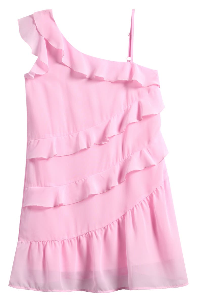 Ava & Yelly Kids' One-Shoulder Ruffle Dress, Main, color, Blush