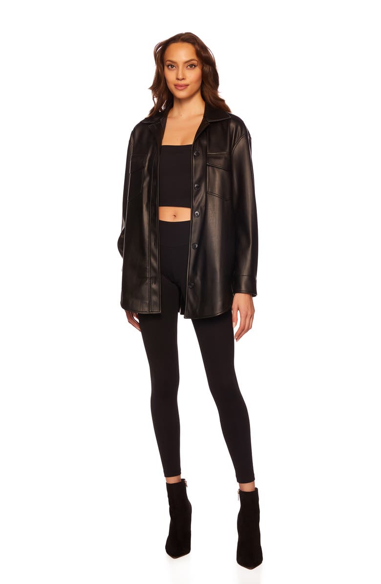 Susana Monaco Faux Leather Shacket, Alternate, color,