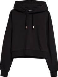 Jacquemus Le Grosgrain Logo Cotton Fleece Crop Hoodie