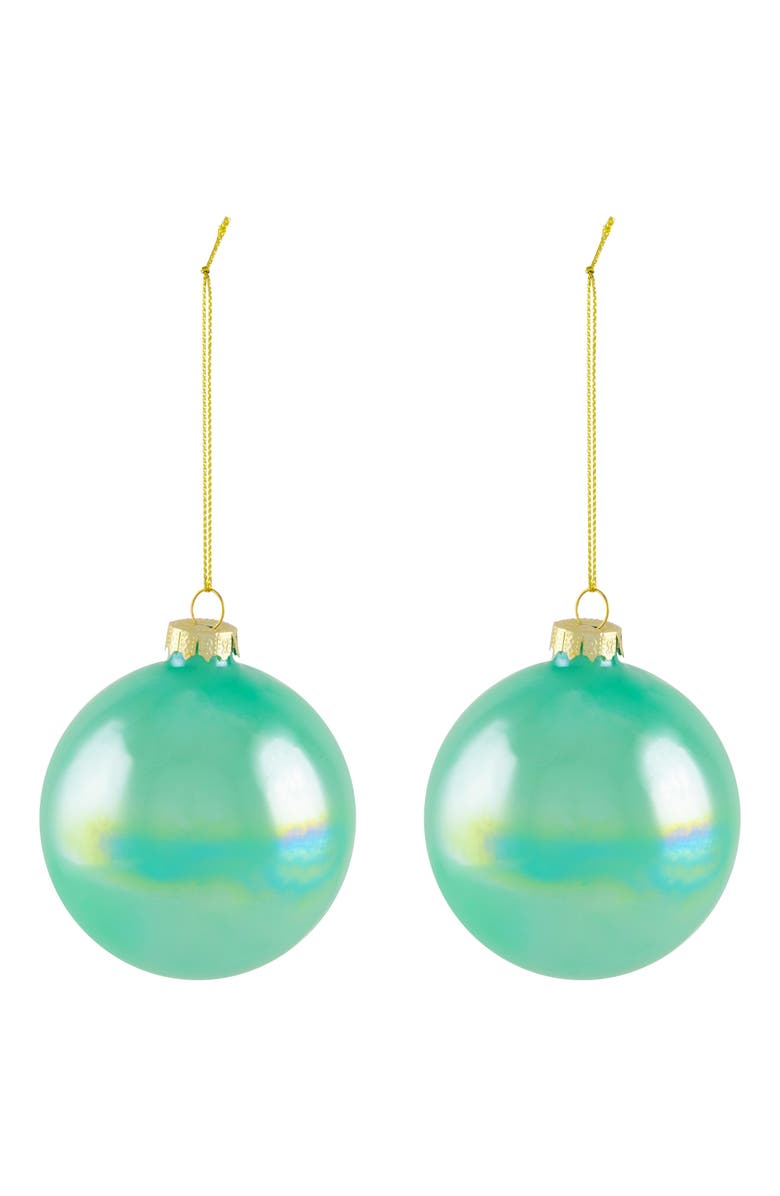 Northlight Shiny Glass Ball Christmas Ornaments - 3" (80mm) - Blue, Green and Teal  - 6ct, Alternate, color, Multi