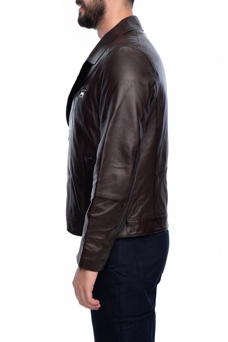 Winston Leather Jacket, Alternate, color, DARK BROWN