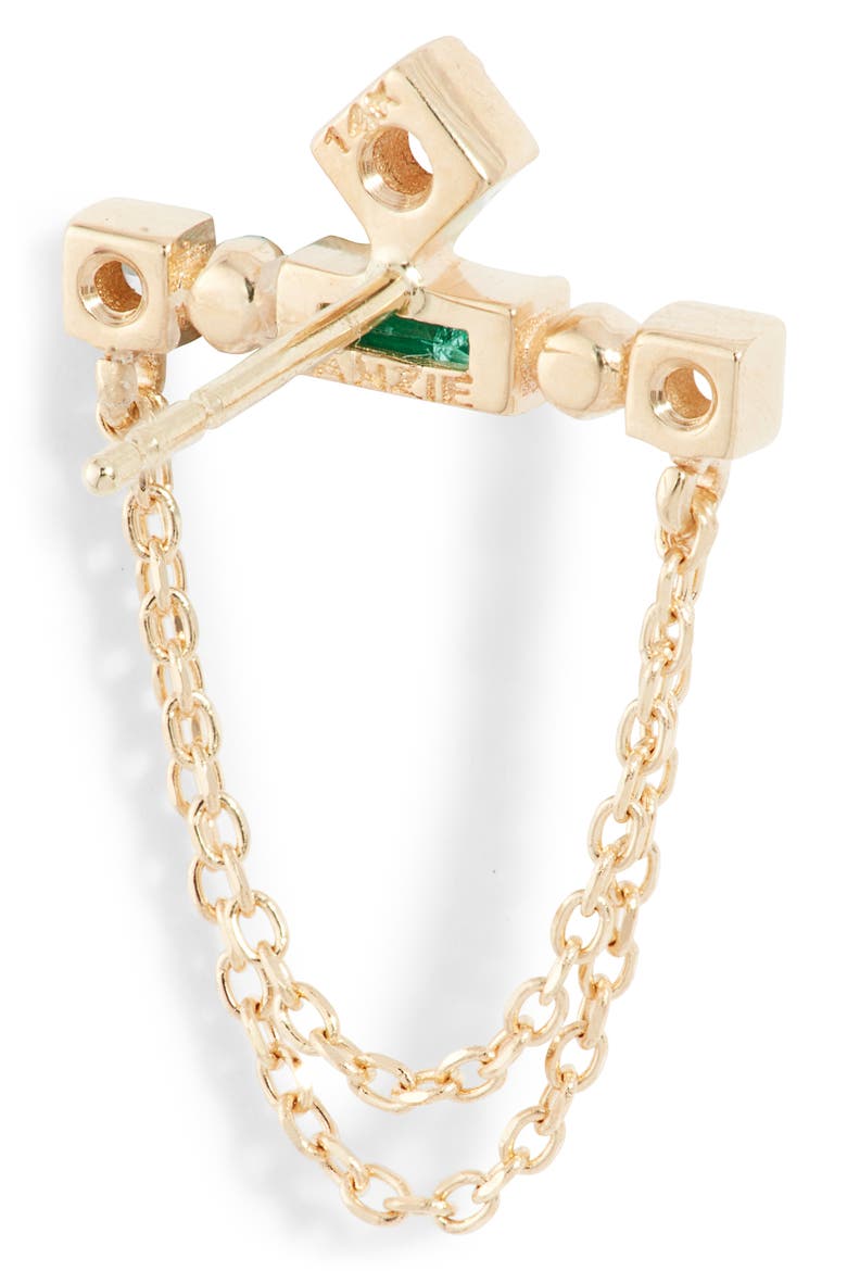 Cléo Emerald & Diamond Bar Chain Earrings, Alternate, color, EMERALD