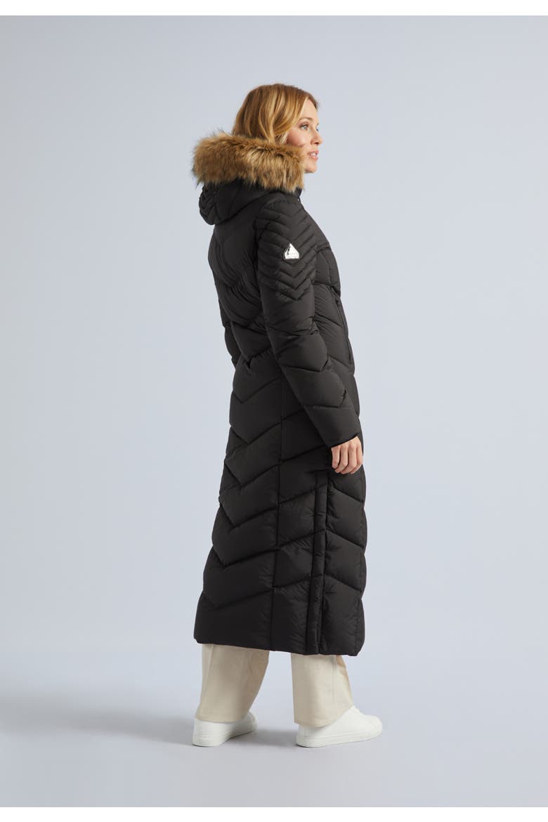 High Neck Maxi Puffer Coat, Alternate, color, Black/Natural