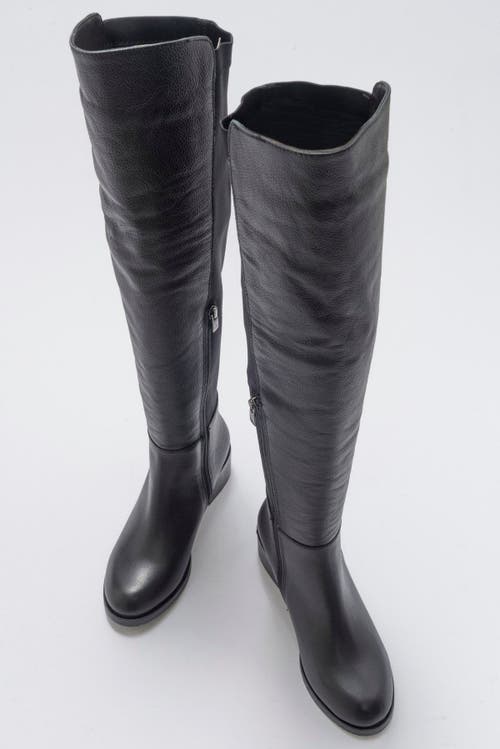 Forever & Always Shoes Cassie Leather Knee High Boot In Black