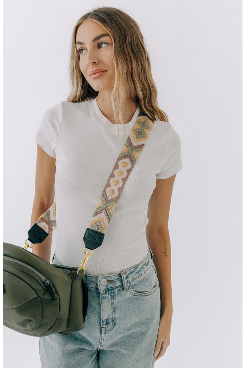 Hip Seat Carrier + Crossbody Strap Set, Alternate, color, OLIVE/ EMBROIDERED PINK
