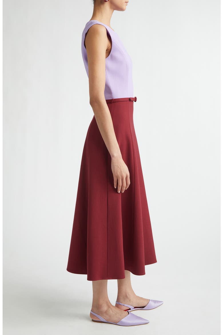 Colorblock Belted Stretch Wool Midi Dress, Alternate, color, RIOJA MULTI