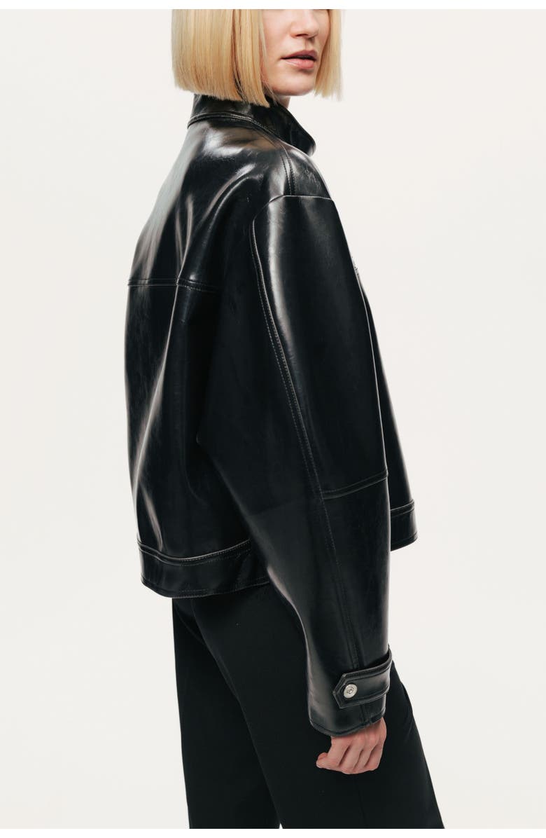 Nocturne Cropped Faux Leather Biker Jacket, Alternate, color, Black