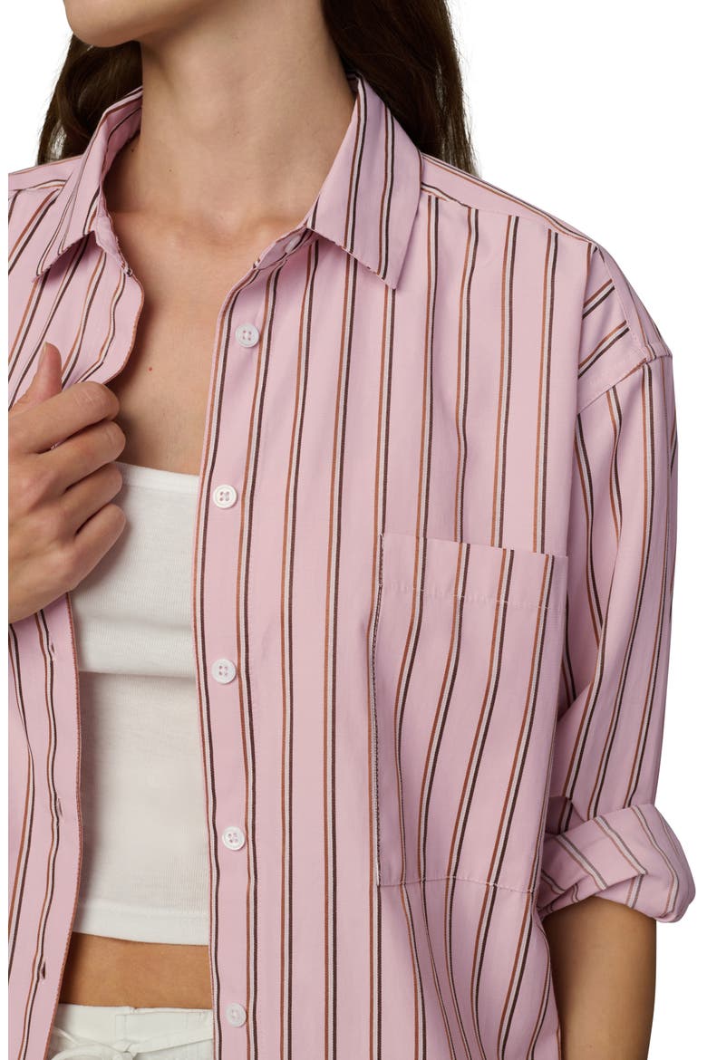 The Boyfriend Stripe Oversize Button-Up Shirt, Alternate, color, BLUSH PINK STRIPE