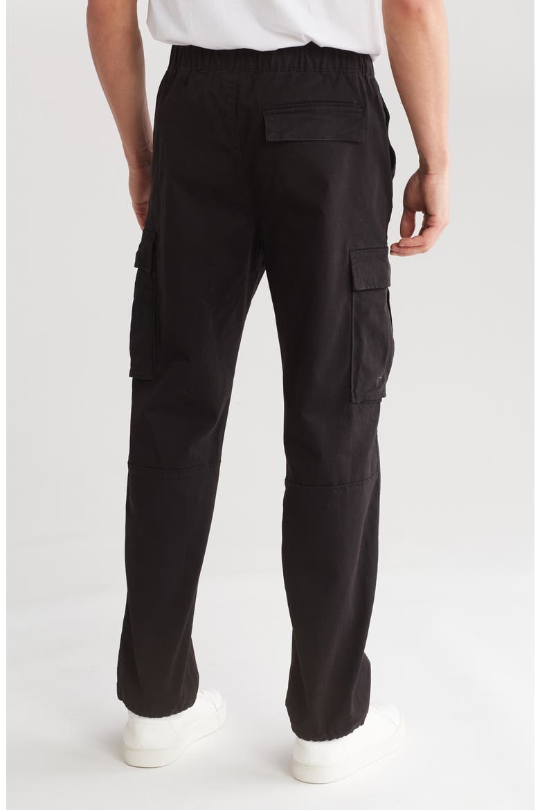 Stretch Cotton Pull-On Cargo Pants, Alternate, color, BLACK