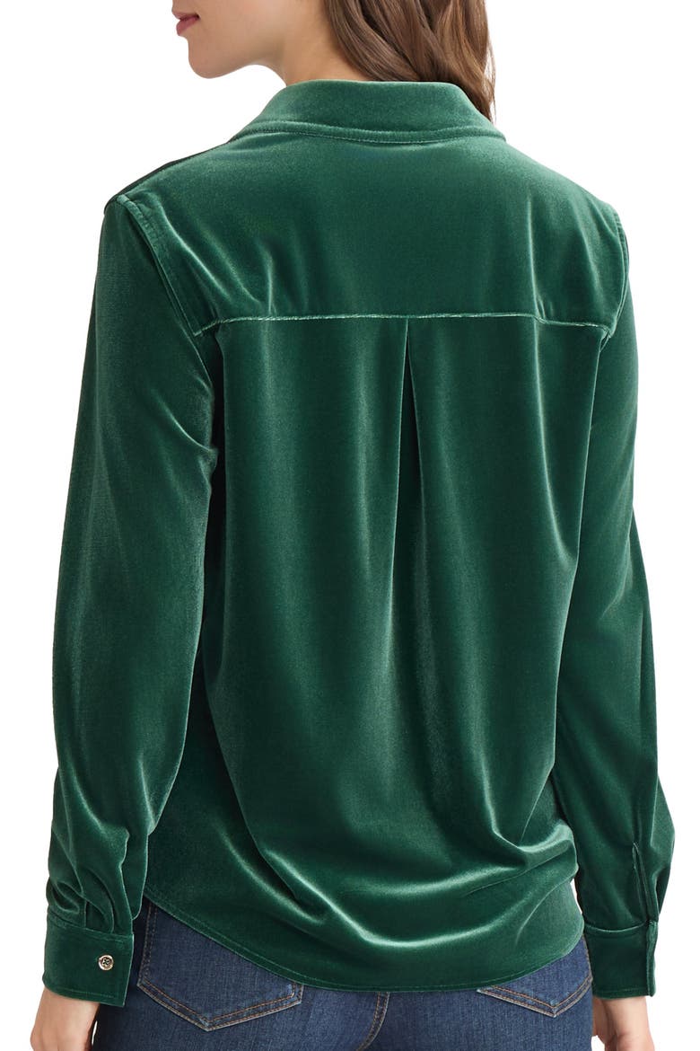 Velour Button-Up Utility Shirt, Alternate, color, DARK FOREST GREEN